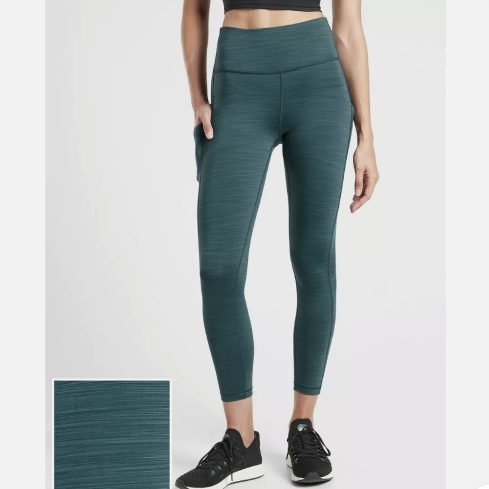 🖤 Athleta Ultimate Stash Pocket Space Dye 7/8 Tight, Oceanic Teal, Size Small